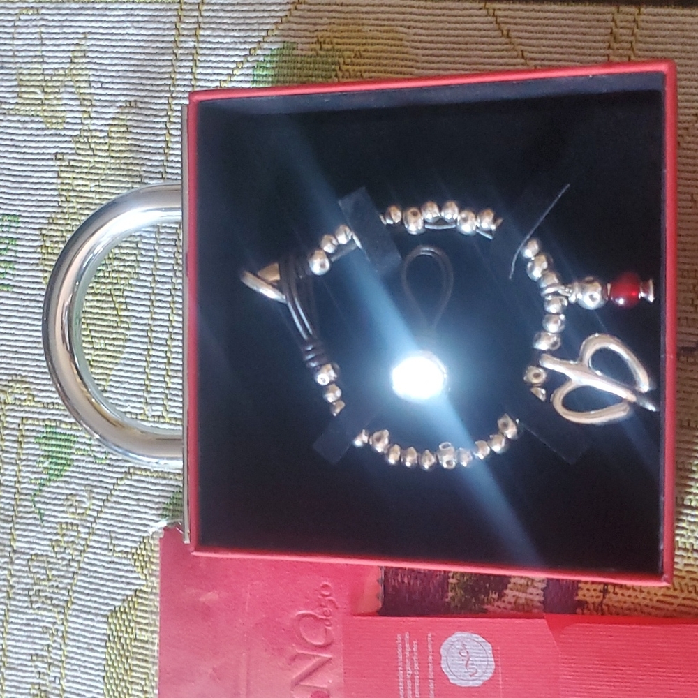 Uno de 50 hp  trio new gorgeous silver heart toggle with ext extender ruby gem